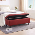 Pouf de rangement rectangulaire rembourré 50,3 x 17,50 x 18 po - Similicuir