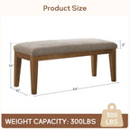 Banc d'entrée rembourré en tissu, banc de chambre pour bout de lit beige, bois massif 44 pouces