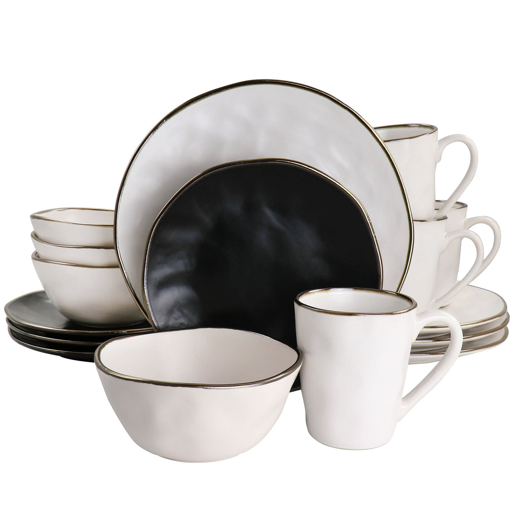 Service de table en grès martelé, 16 pièces, assorti