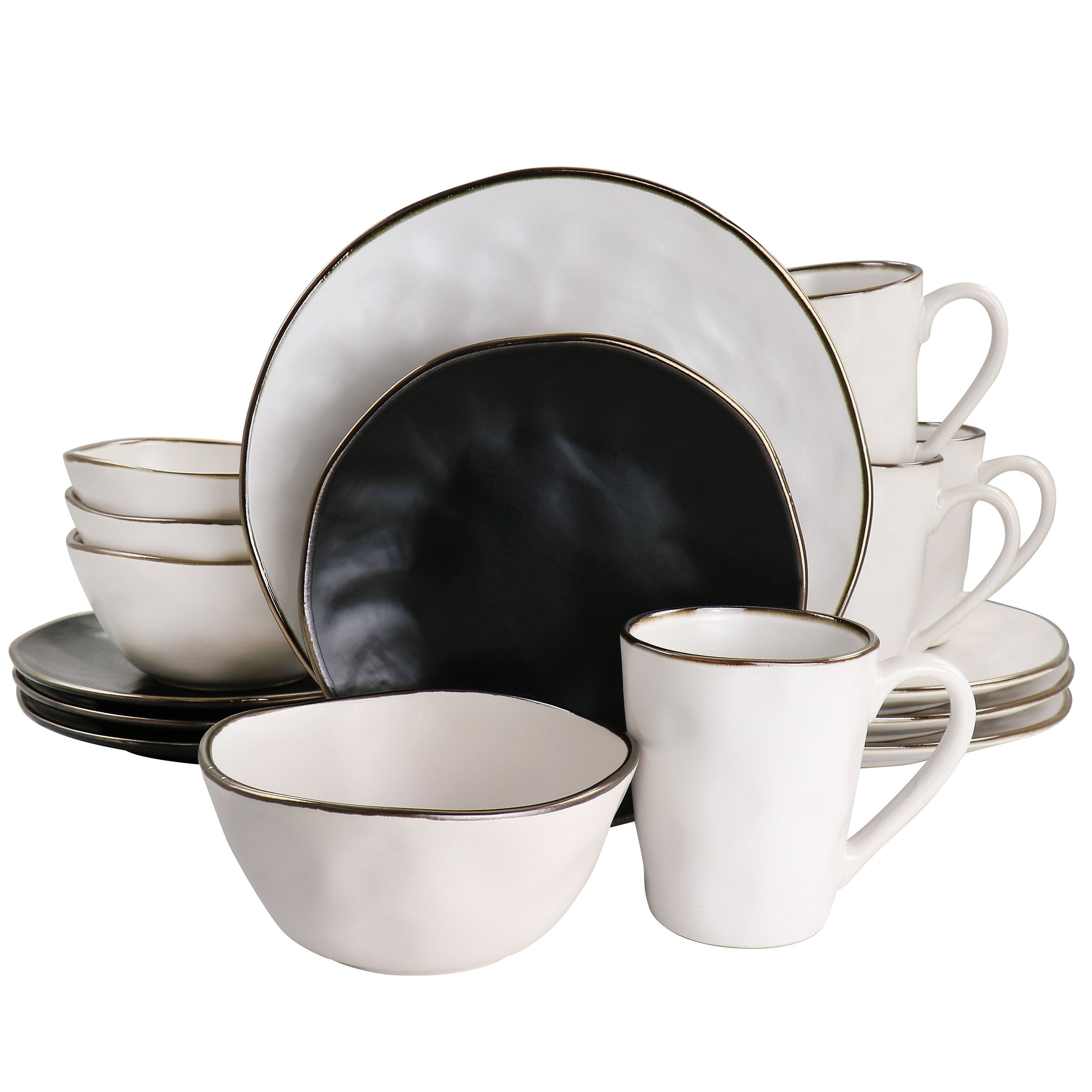Service de table en grès martelé, 16 pièces, assorti
