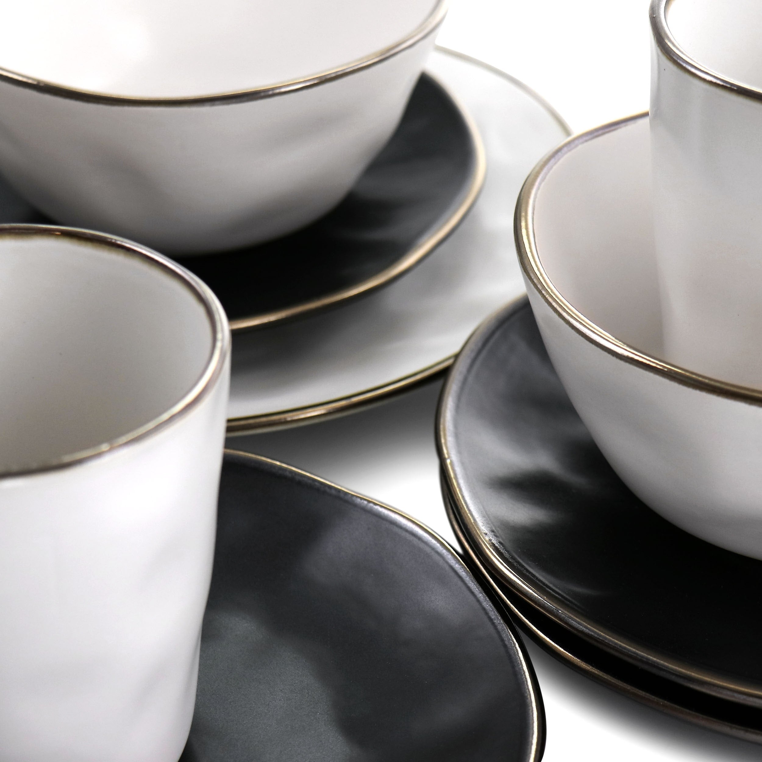 Service de table en grès martelé, 16 pièces, assorti
