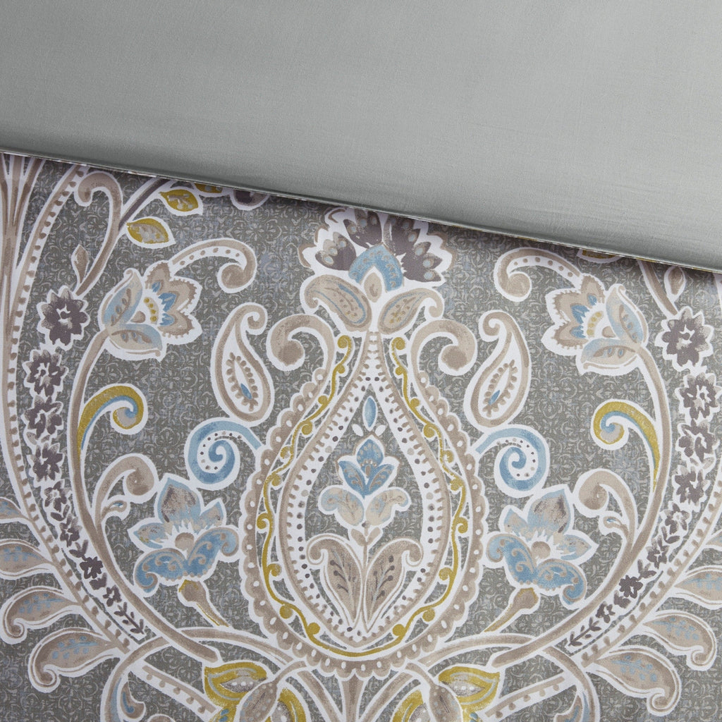 Ensemble de couette en coton gris à motif damassé Harbor House Hallie, 6 pièces