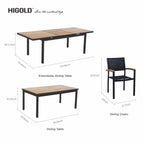 Ensemble de salle à manger d'extérieur Heck 13 pièces en teck et aluminium FSC pour 12 personnes, table extensible et chaises empilables, noir anthracite