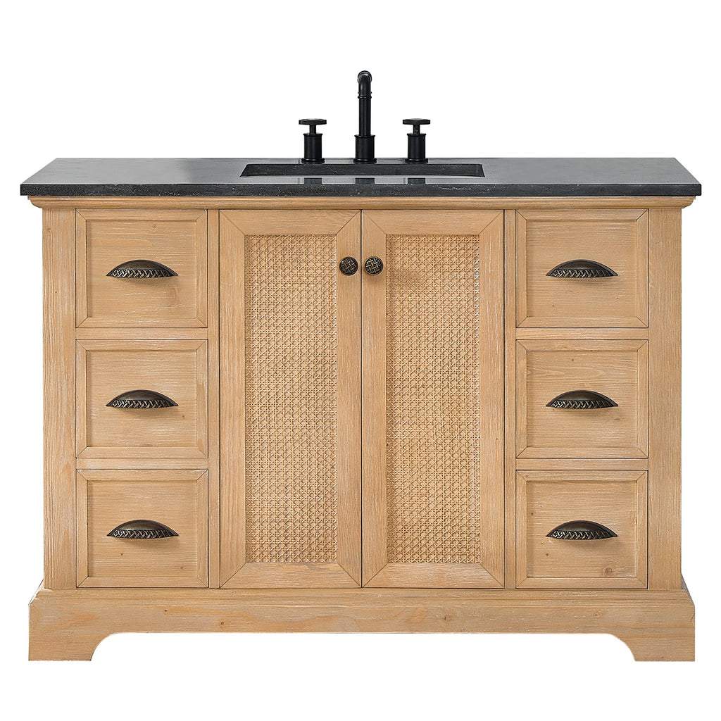 Meuble-lavabo Hervas avec plateau en marbre naturel sans miroir