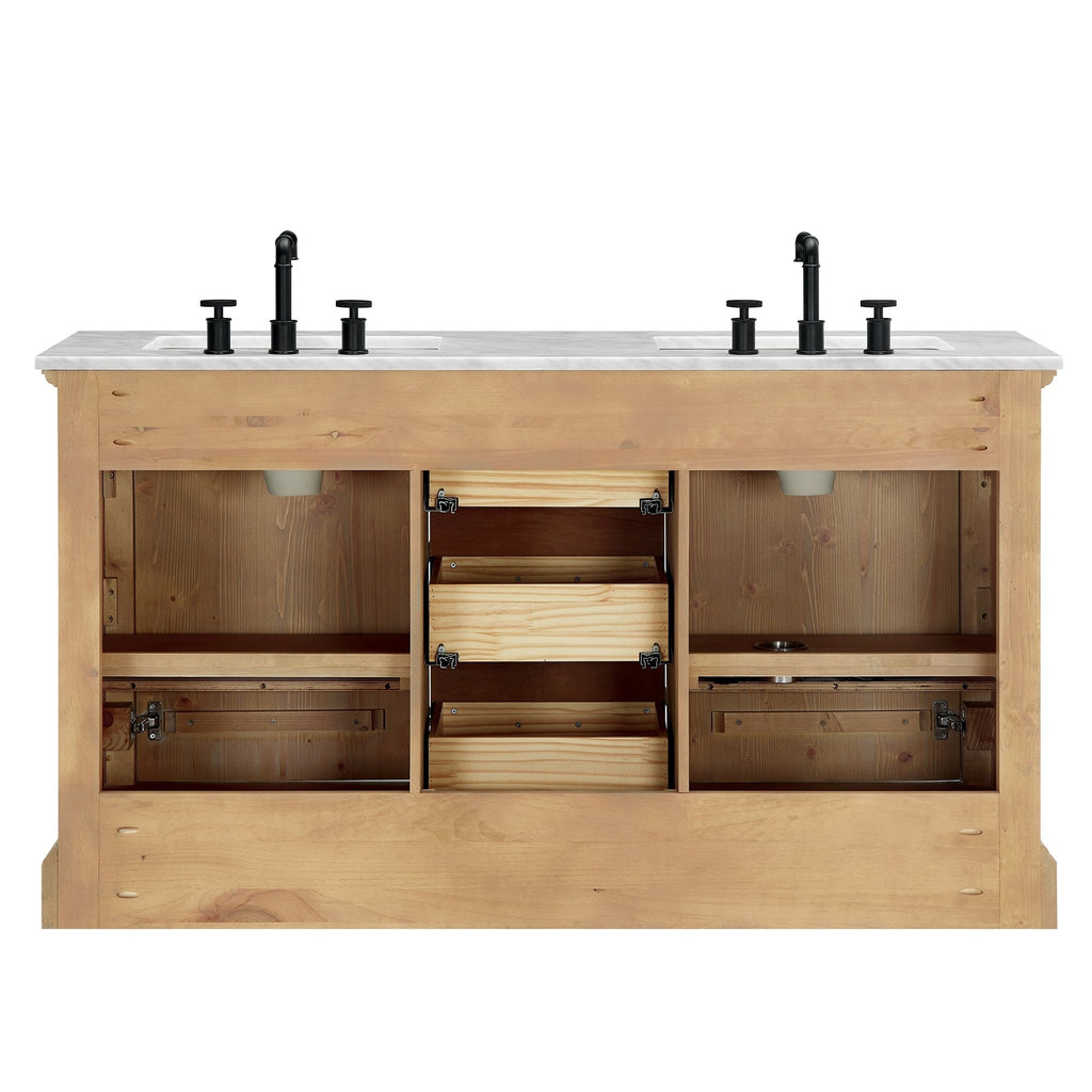 Meuble-lavabo Hervas avec plateau en marbre naturel sans miroir
