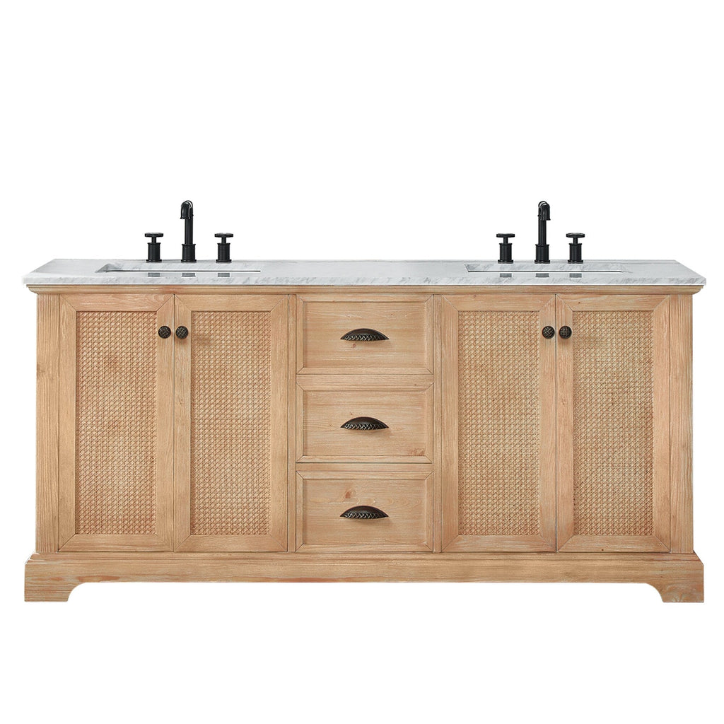 Meuble-lavabo Hervas avec plateau en marbre naturel sans miroir