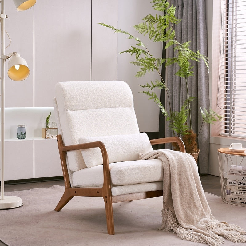 Chaise de loisirs à dossier haut en bois massif avec accoudoirs et dossier Chaise d'appoint