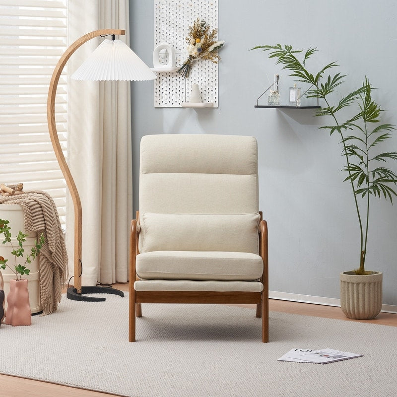 Chaise de loisirs à dossier haut en bois massif avec accoudoirs et dossier Chaise d'appoint