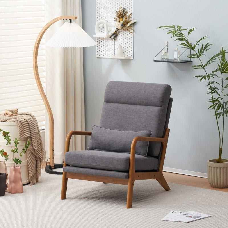 Chaise de loisirs à dossier haut en bois massif avec accoudoirs et dossier Chaise d'appoint