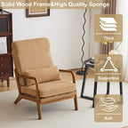 Chaise de loisirs à dossier haut en bois massif avec accoudoirs et dossier Chaise d'appoint
