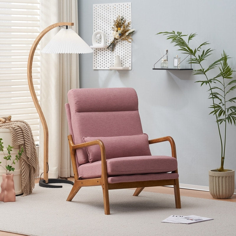 Chaise de loisirs à dossier haut en bois massif avec accoudoirs et dossier Chaise d'appoint
