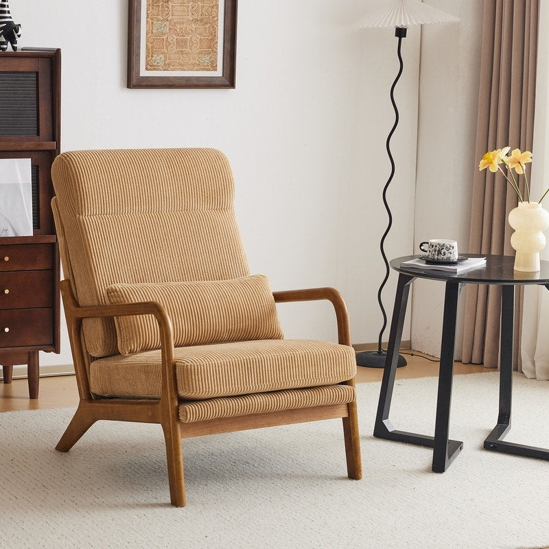 Chaise de loisirs à dossier haut en bois massif avec accoudoirs et dossier Chaise d'appoint