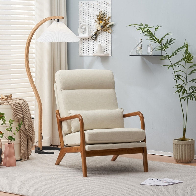 Chaise de loisirs à dossier haut en bois massif avec accoudoirs et dossier Chaise d'appoint