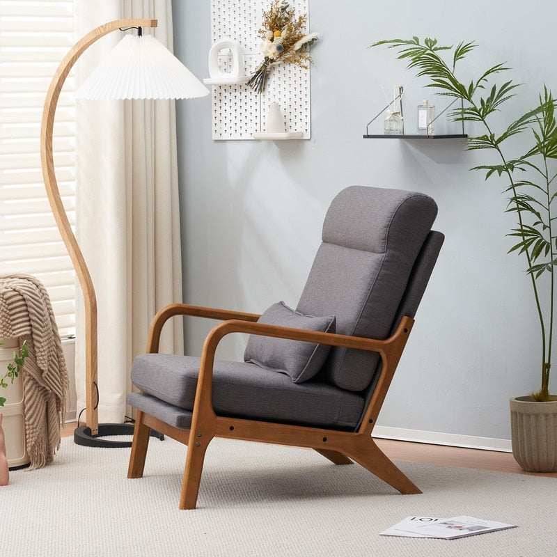 Chaise de loisirs à dossier haut en bois massif avec accoudoirs et dossier Chaise d'appoint