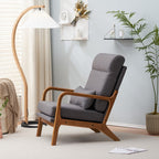Chaise de loisirs à dossier haut en bois massif avec accoudoirs et dossier Chaise d'appoint