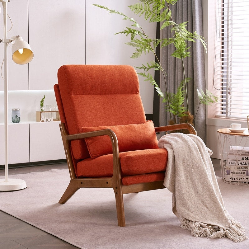 Chaise de loisirs à dossier haut en bois massif avec accoudoirs et dossier Chaise d'appoint
