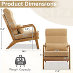 Chaise de loisirs à dossier haut en bois massif avec accoudoirs et dossier Chaise d'appoint