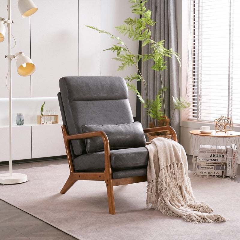 Chaise de loisirs à dossier haut en bois massif avec accoudoirs et dossier Chaise d'appoint