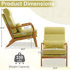 Chaise de loisirs à dossier haut en bois massif avec accoudoirs et dossier Chaise d'appoint