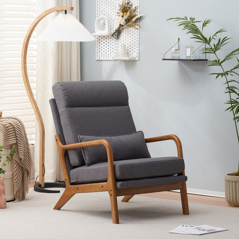 Chaise de loisirs à dossier haut en bois massif avec accoudoirs et dossier Chaise d'appoint