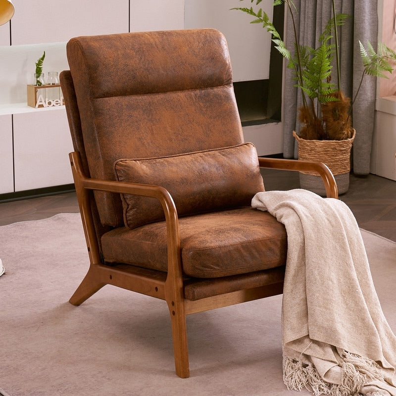 Chaise de loisirs à dossier haut en bois massif avec accoudoirs et dossier Chaise d'appoint
