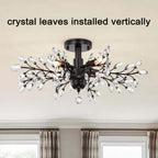Plafonnier à 4 lumières en cristal avec feuilles de houx