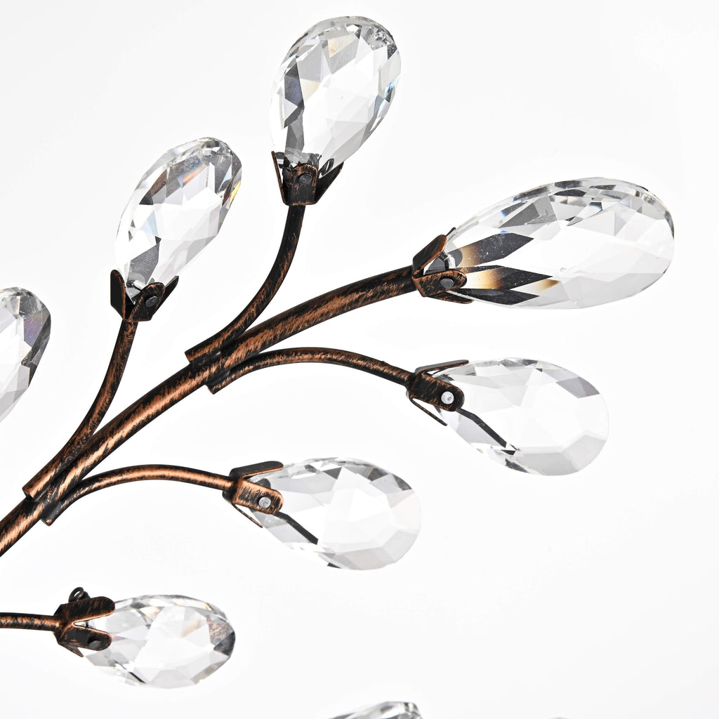 Plafonnier à 4 lumières en cristal avec feuilles de houx