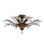 Plafonnier à 4 lumières en cristal avec feuilles de houx
