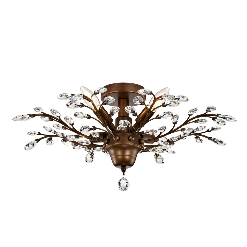 Plafonnier à 4 lumières en cristal avec feuilles de houx
