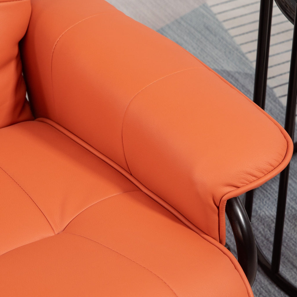 Fauteuil inclinable manuel pivotant et réglable en similicuir HomCom avec repose-pieds confortable et relaxant