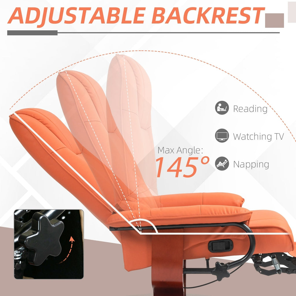 Fauteuil inclinable manuel pivotant et réglable en similicuir HomCom avec repose-pieds confortable et relaxant