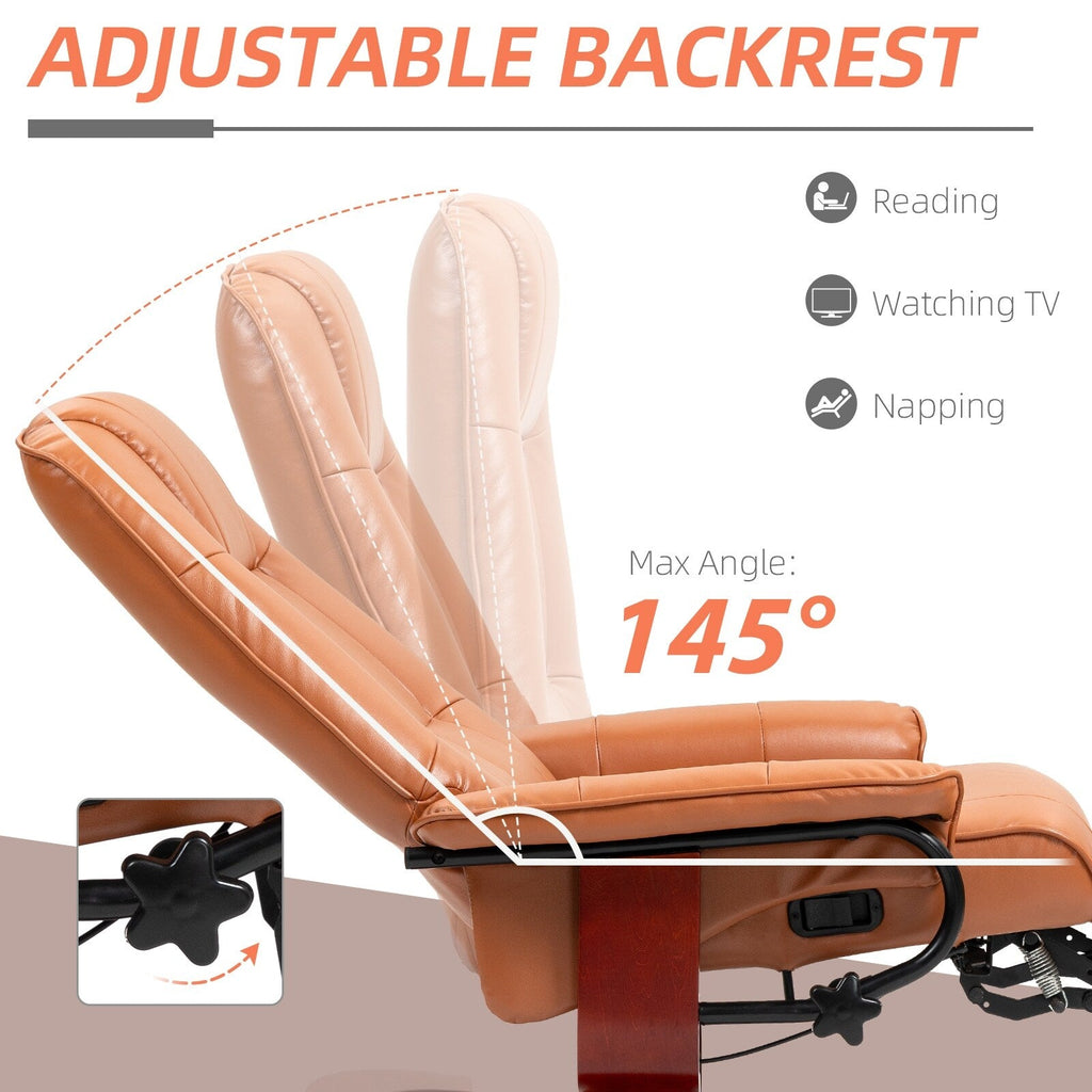 Fauteuil inclinable manuel pivotant et réglable en similicuir HomCom avec repose-pieds confortable et relaxant