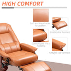 Fauteuil inclinable manuel pivotant et réglable en similicuir HomCom avec repose-pieds confortable et relaxant