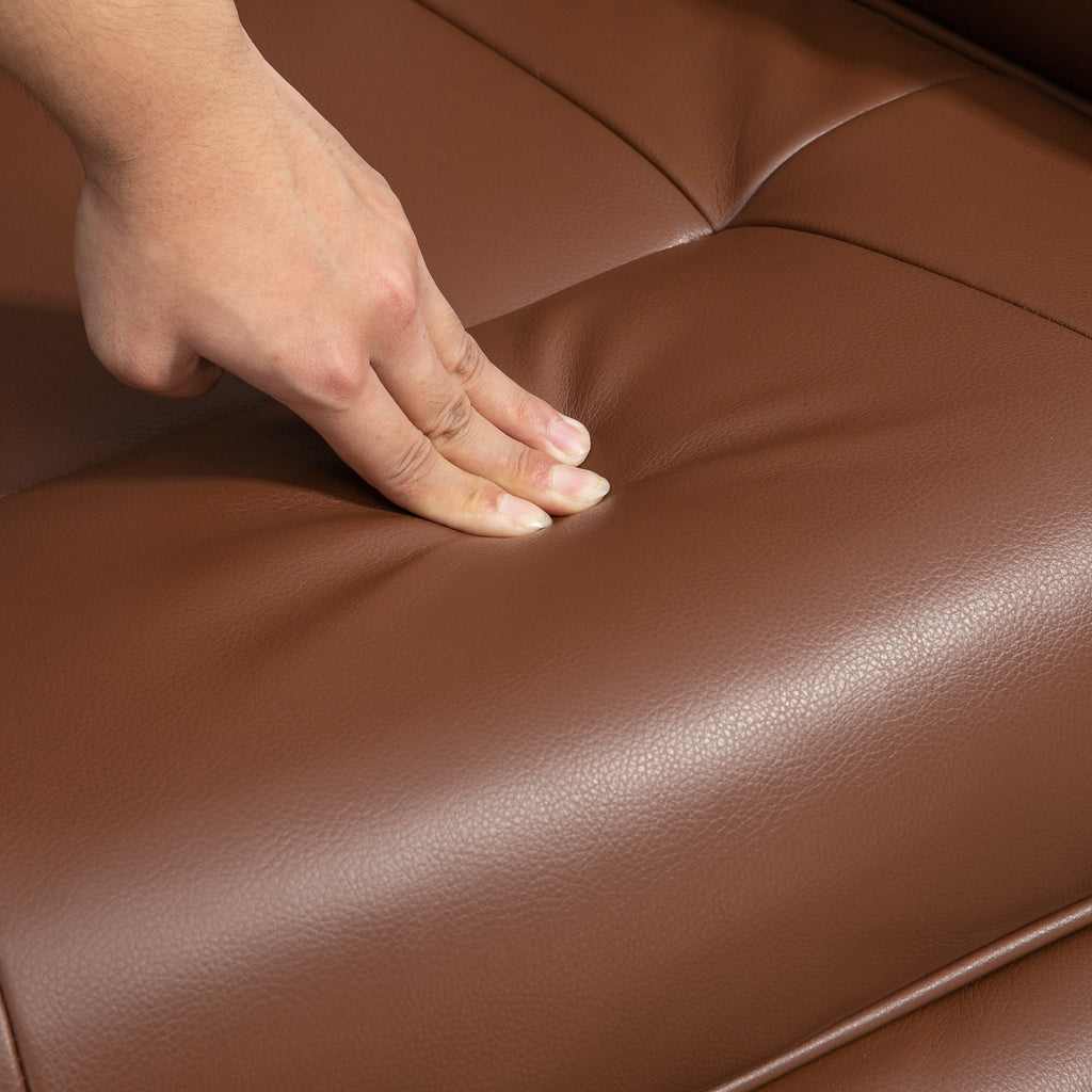 Fauteuil inclinable manuel pivotant et réglable en similicuir HomCom avec repose-pieds confortable et relaxant