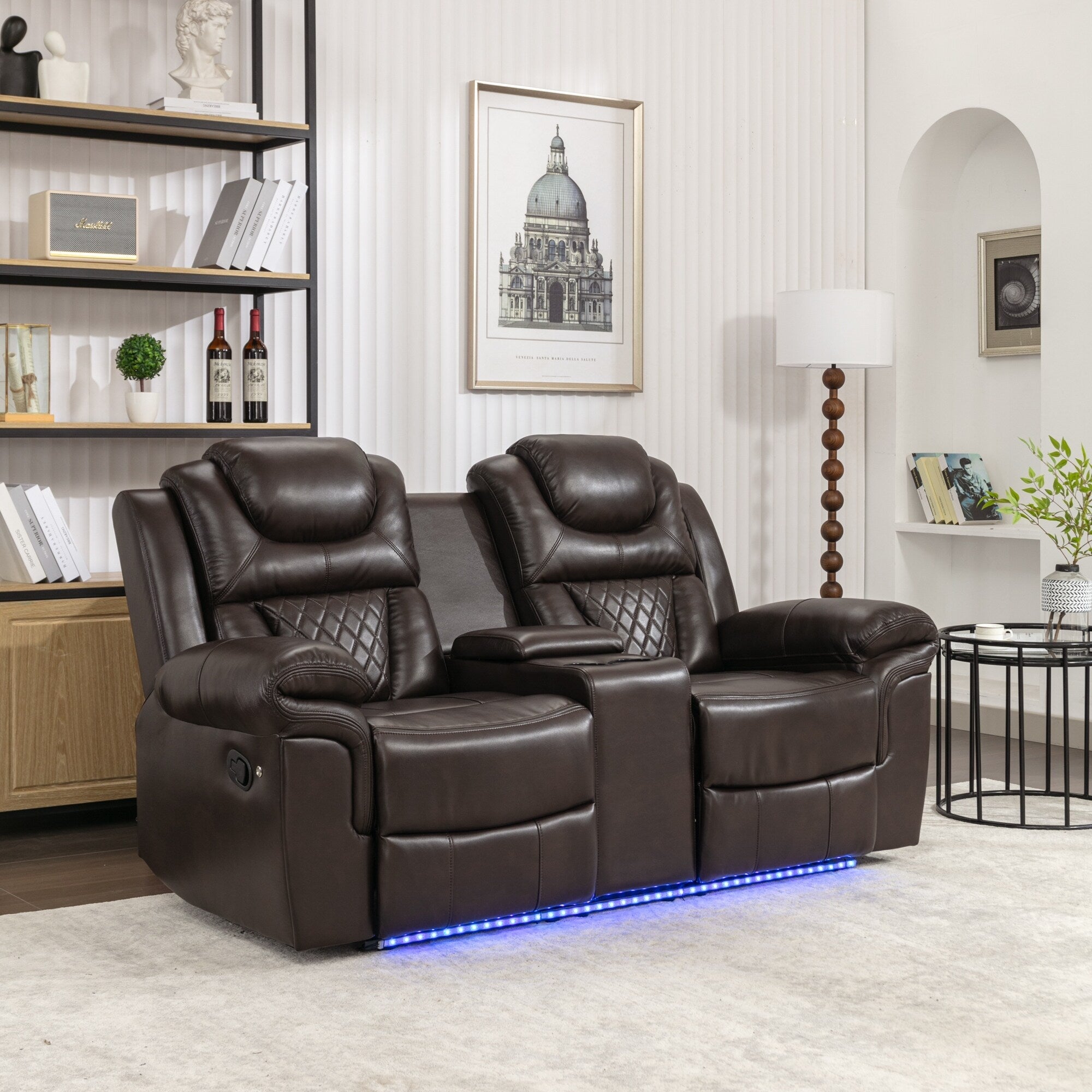 Fauteuil inclinable manuel pour cinéma maison avec rangement escamotable