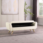Banc de rangement moderne Sherpa avec pieds en bois HomePop