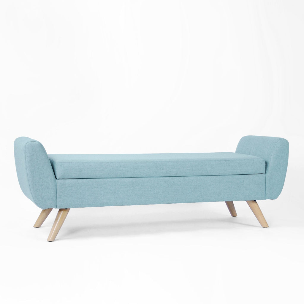 Banc de rangement moderne Sherpa avec pieds en bois HomePop