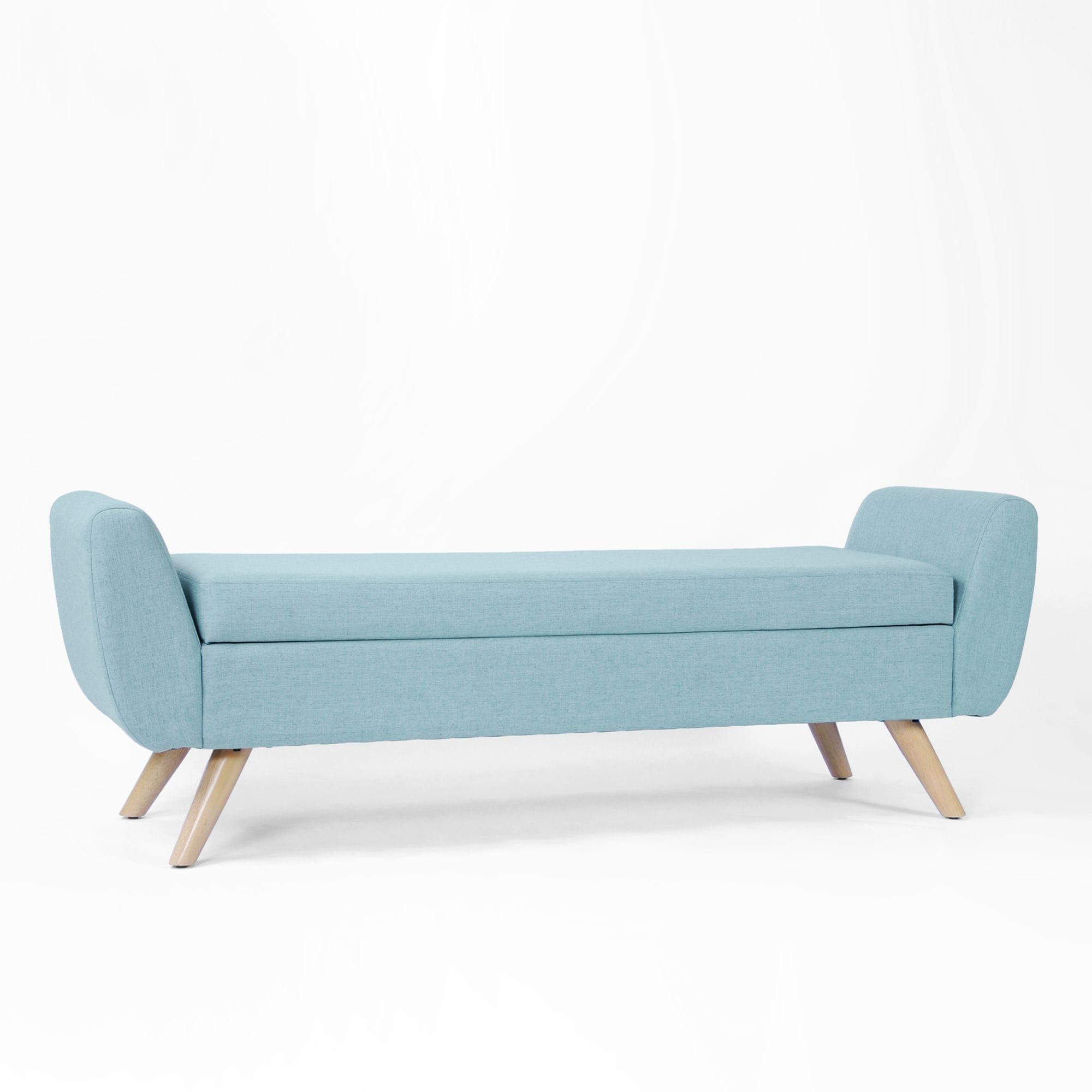 Banc de rangement moderne Sherpa avec pieds en bois HomePop