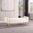 Banc de rangement moderne Sherpa avec pieds en bois HomePop