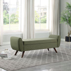 Banc de rangement moderne Sherpa avec pieds en bois HomePop
