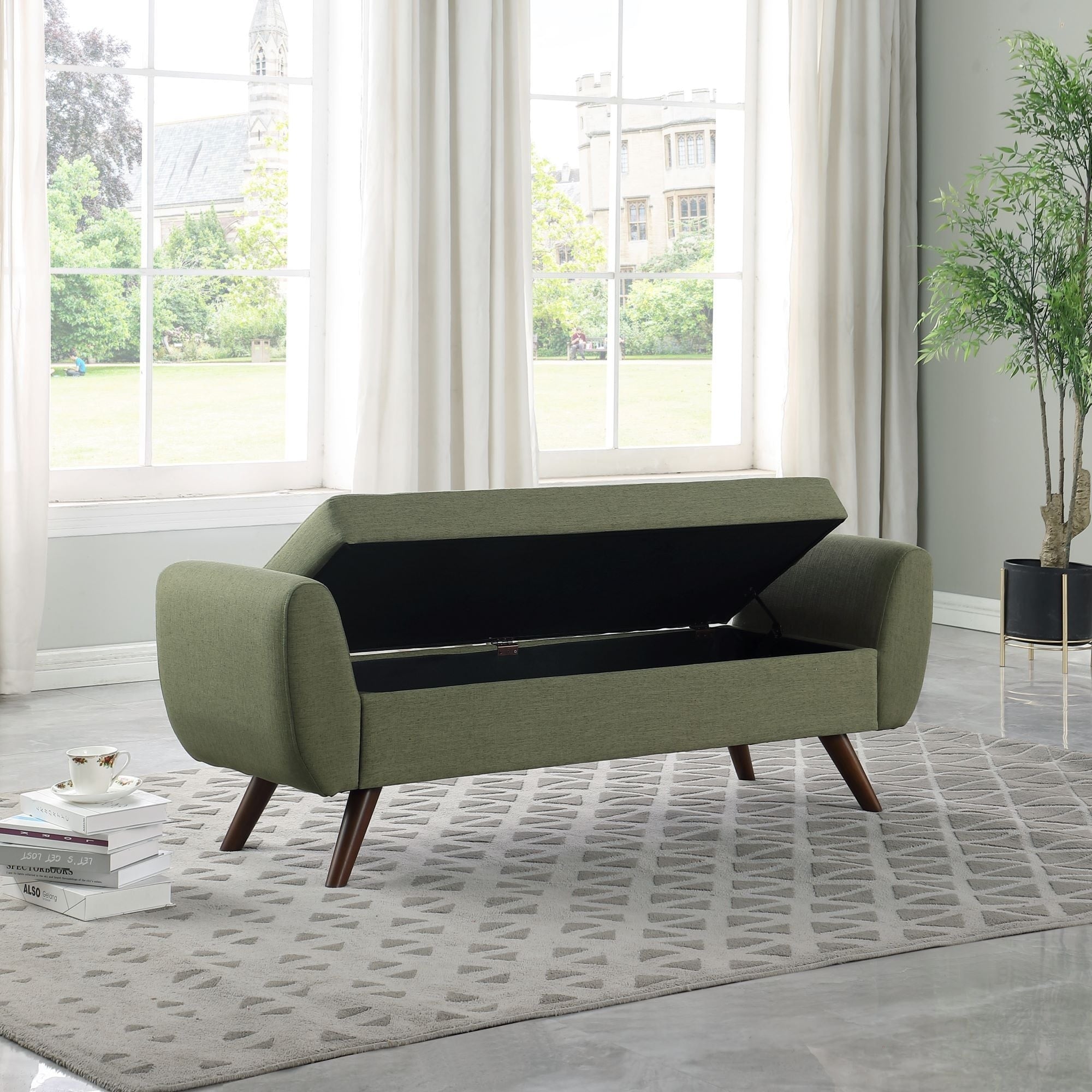 Banc de rangement moderne Sherpa avec pieds en bois HomePop