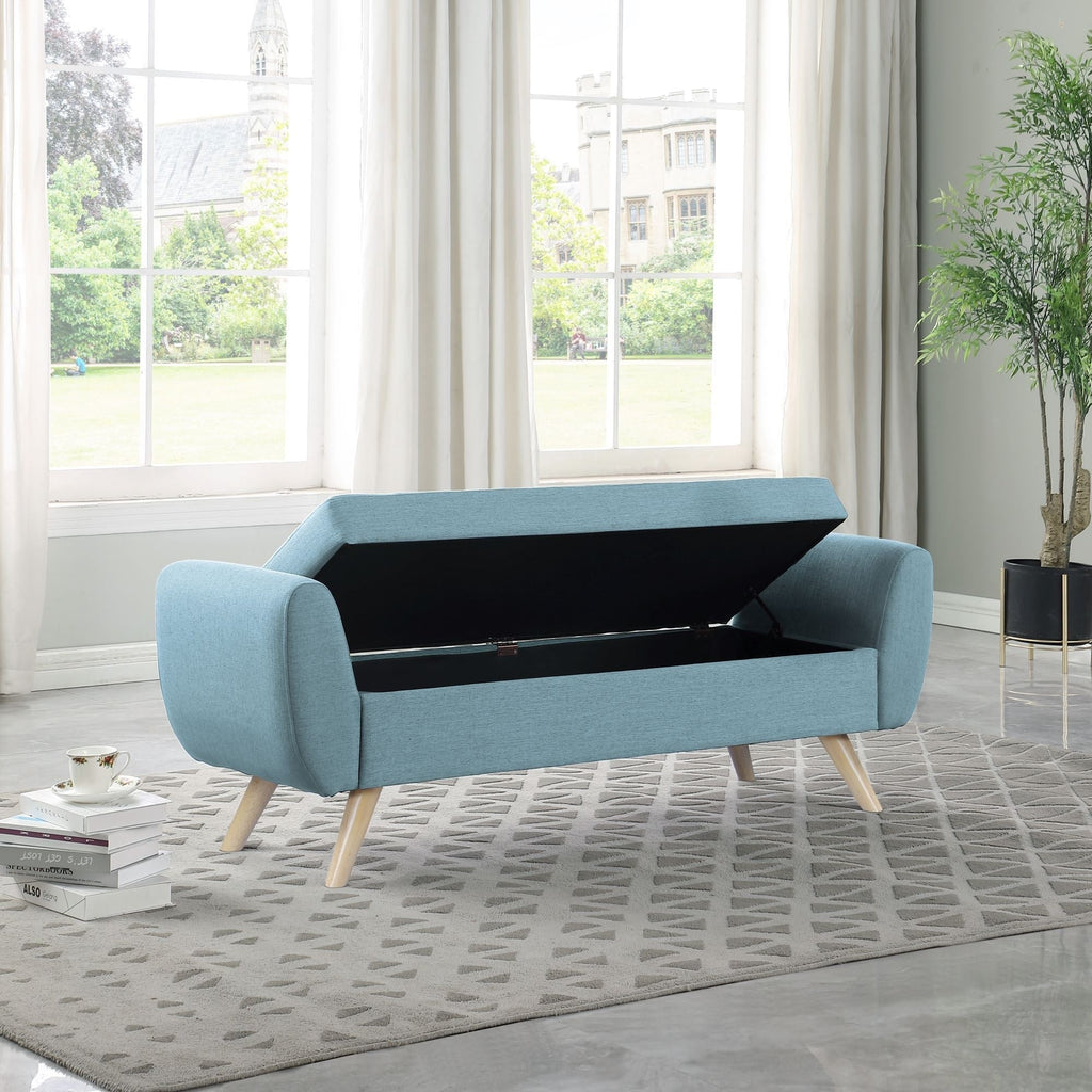 Banc de rangement moderne Sherpa avec pieds en bois HomePop