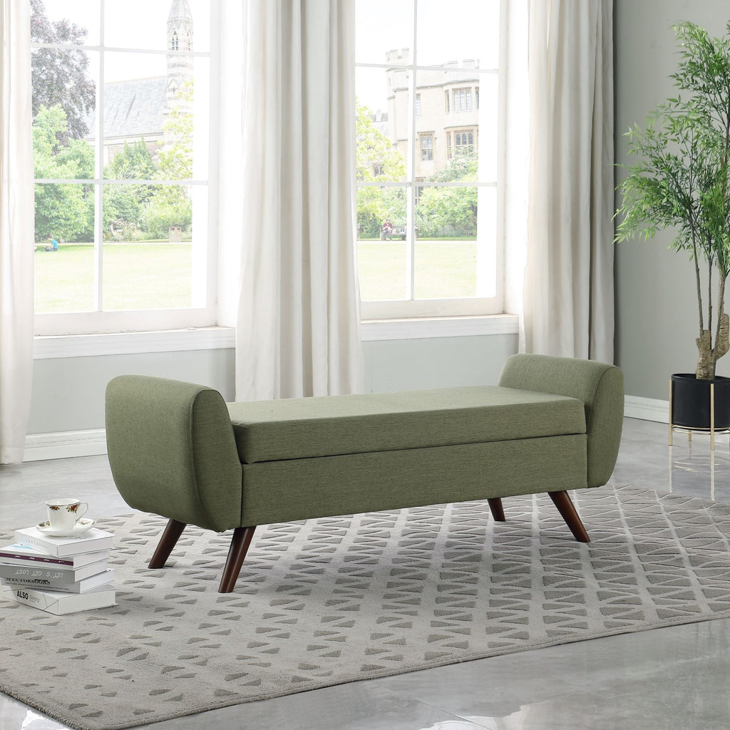 Banc de rangement moderne Sherpa avec pieds en bois HomePop