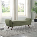 Banc de rangement moderne Sherpa avec pieds en bois HomePop