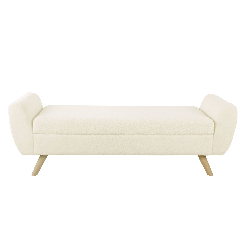 Banc de rangement moderne Sherpa avec pieds en bois HomePop