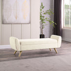 Banc de rangement moderne Sherpa avec pieds en bois HomePop