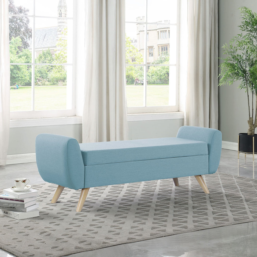 Banc de rangement moderne Sherpa avec pieds en bois HomePop
