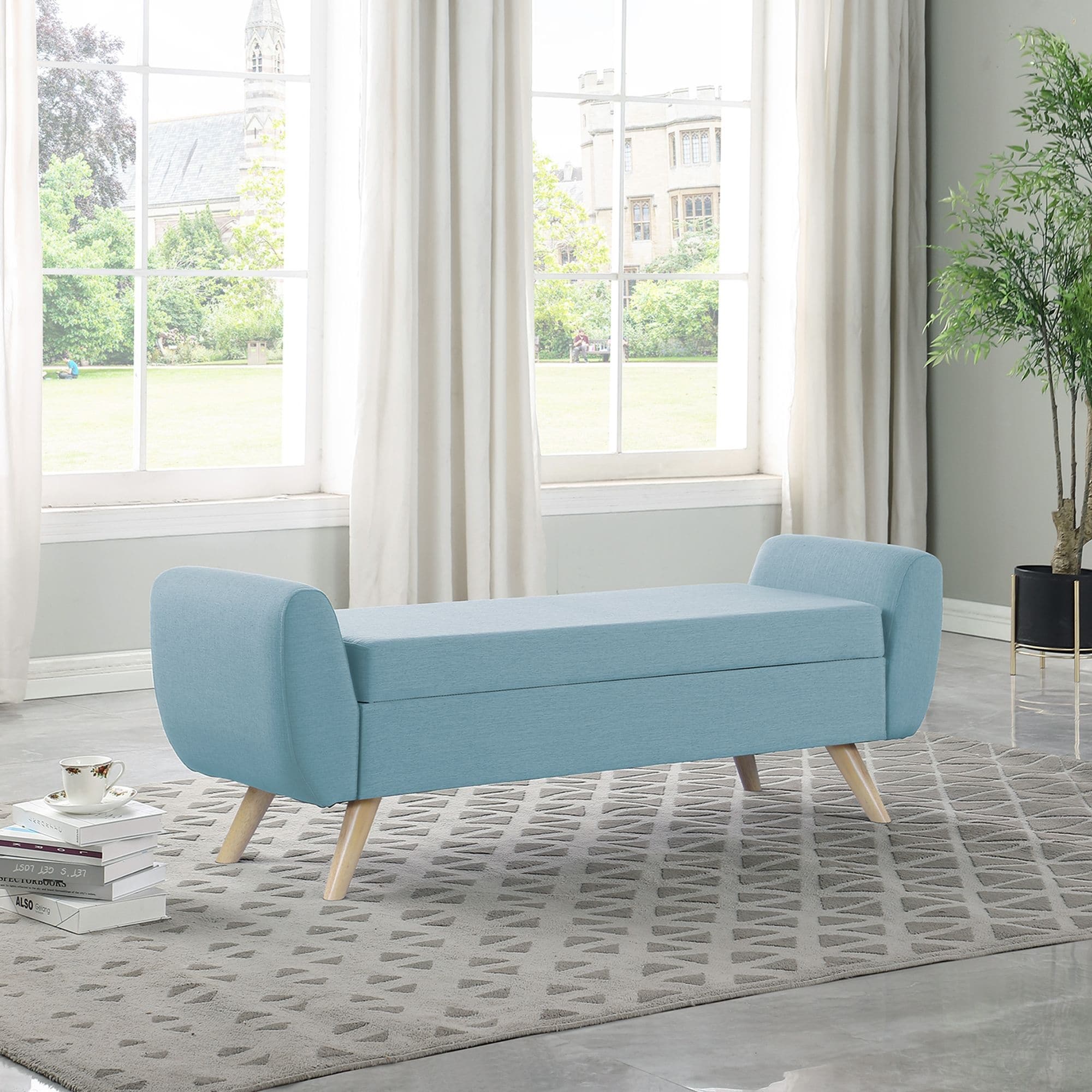 Banc de rangement moderne Sherpa avec pieds en bois HomePop