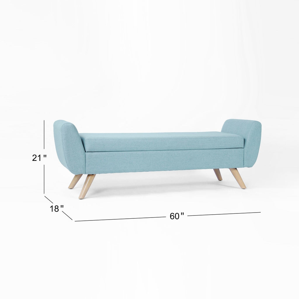Banc de rangement moderne Sherpa avec pieds en bois HomePop
