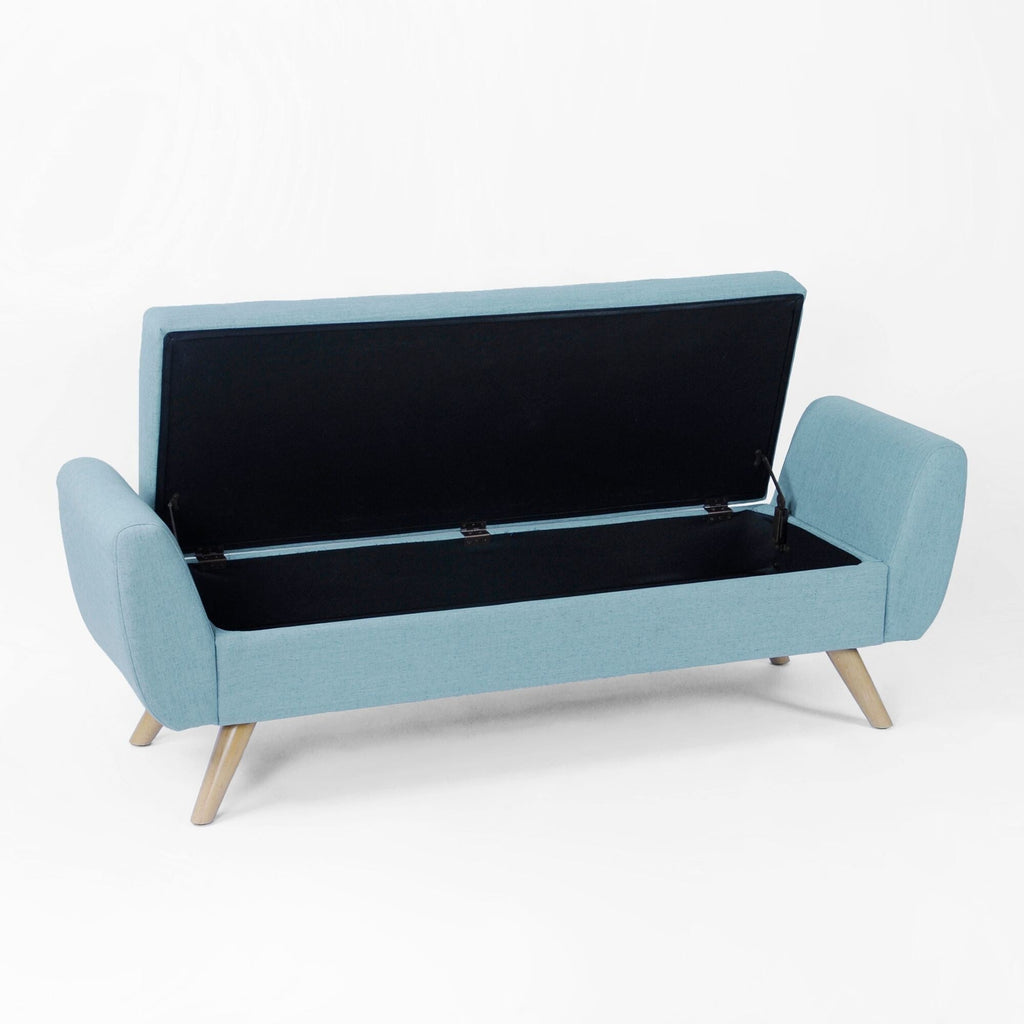 Banc de rangement moderne Sherpa avec pieds en bois HomePop